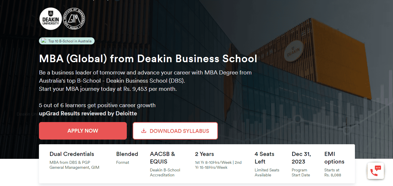 MBA (Global) from Deakin Business School