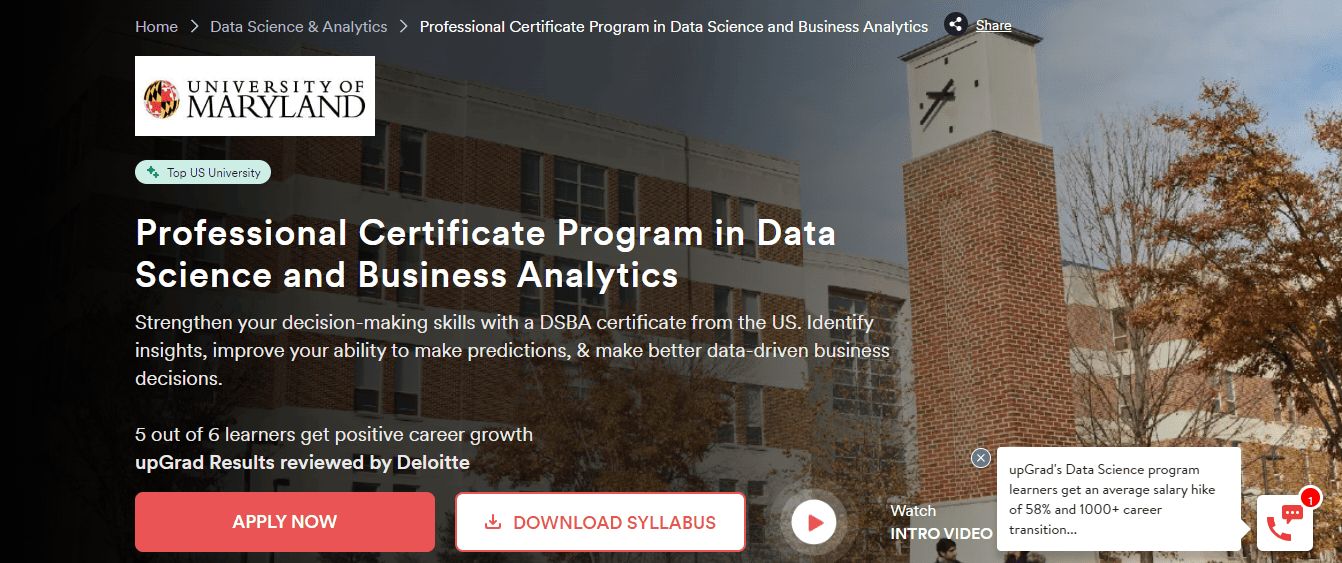 Professional Certificate Program in Data Science and Business Analytics