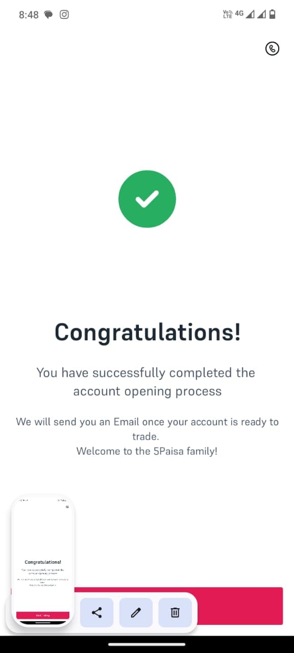 5paisa App Successfully Account Opening Process Completed 