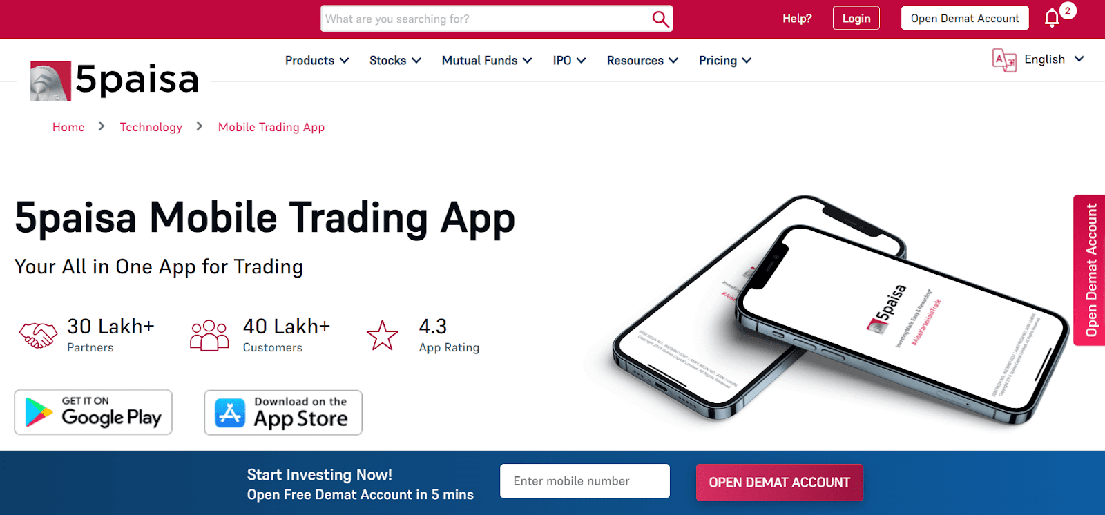 5paisa Mobile Trading App